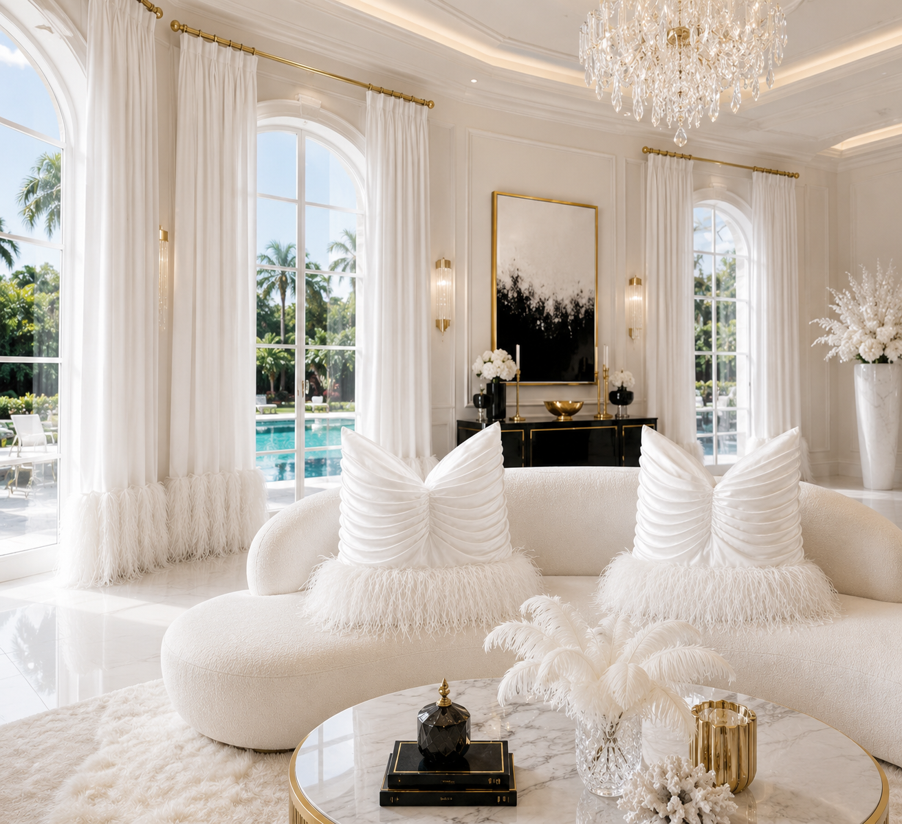 The Étoile Blanc Feather Curtain Panel
