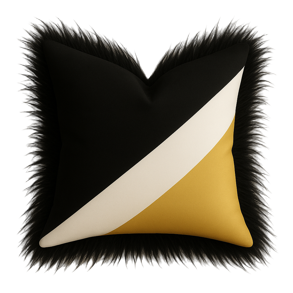 Black Luxe Trio Pillow with Ostrich Fur Trim