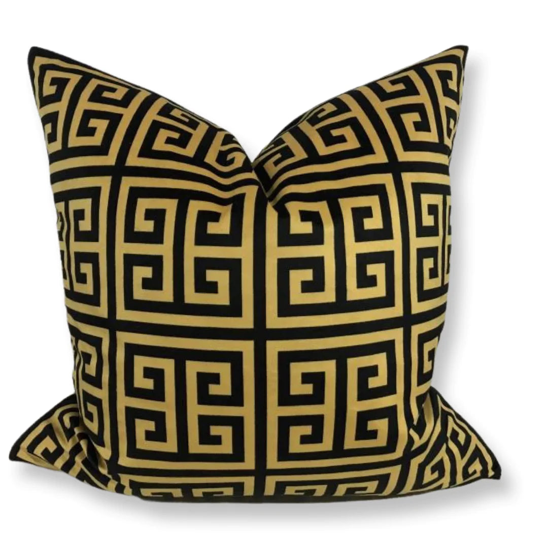 Monarch Noir Greek Key Luxury Pillow Cover