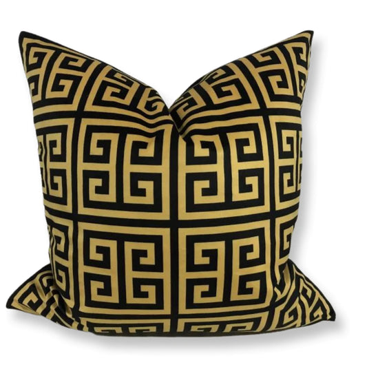 Monarch Noir Greek Key Luxury Pillow Cover