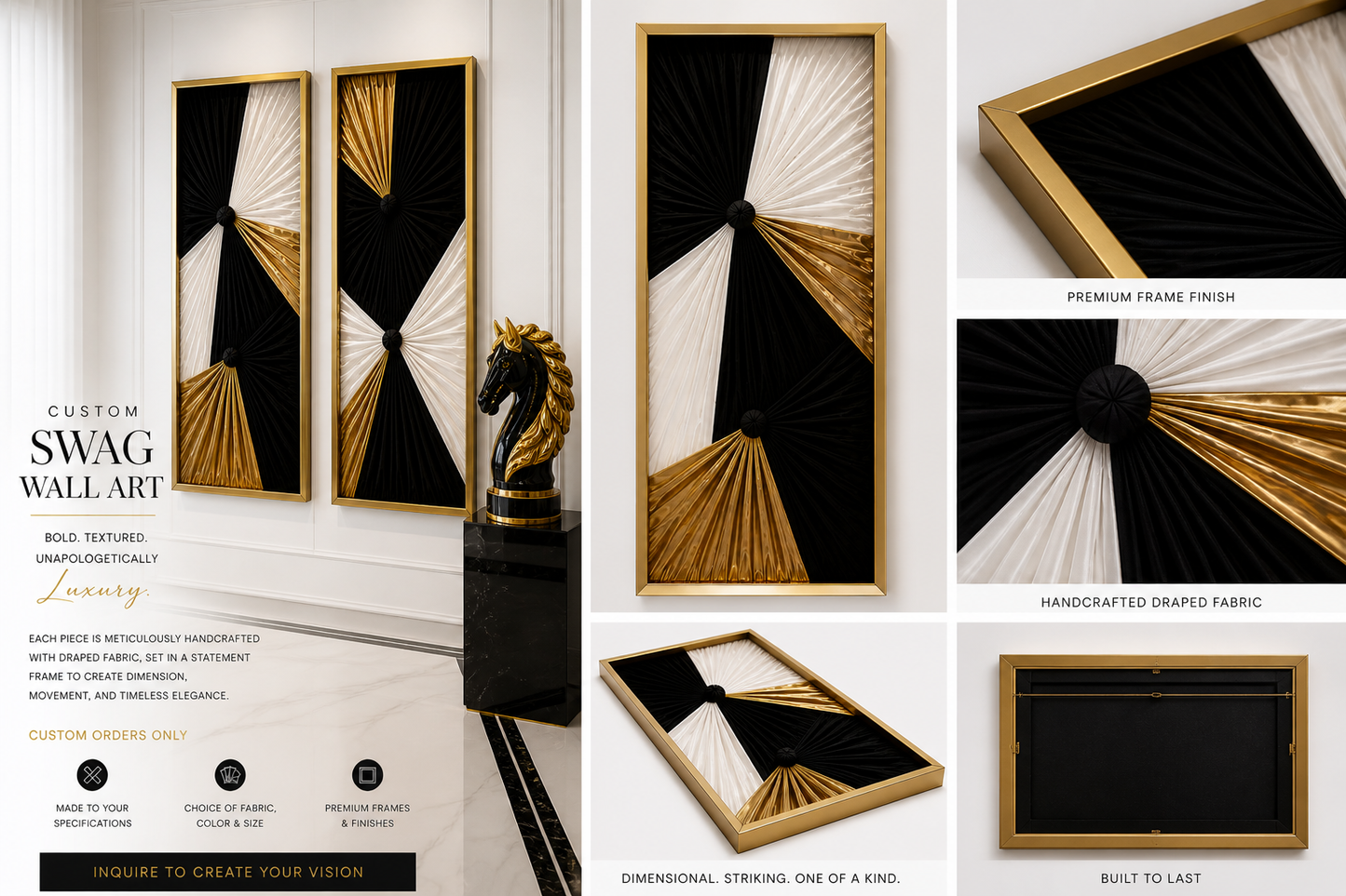 Noir Radiance Pleated Wall Panel