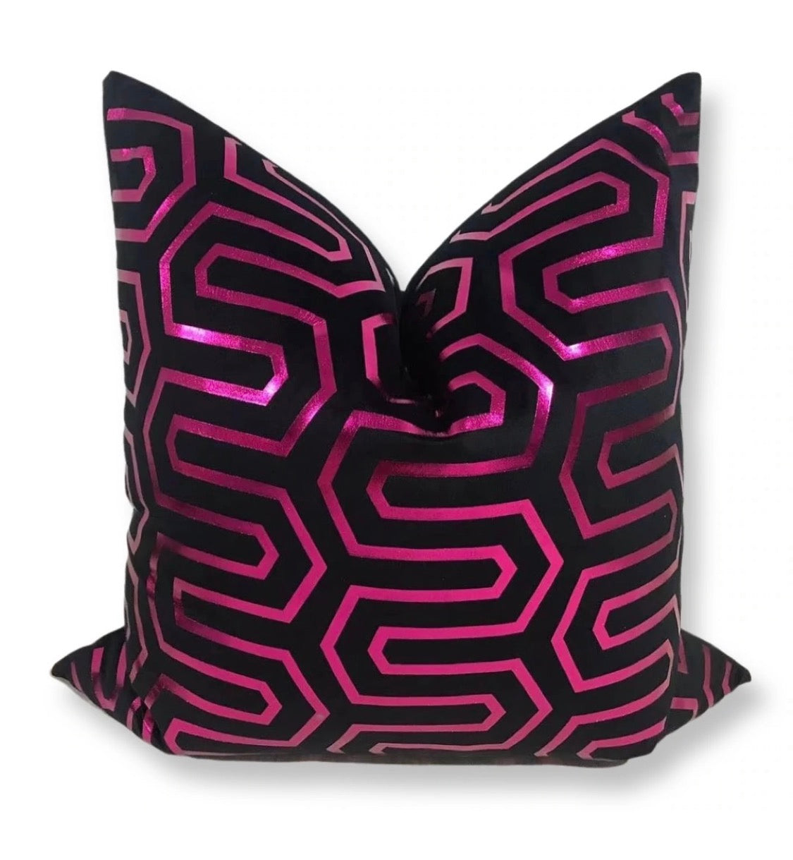 Fuchsia Luxe Geo Velvet Pillow Cover