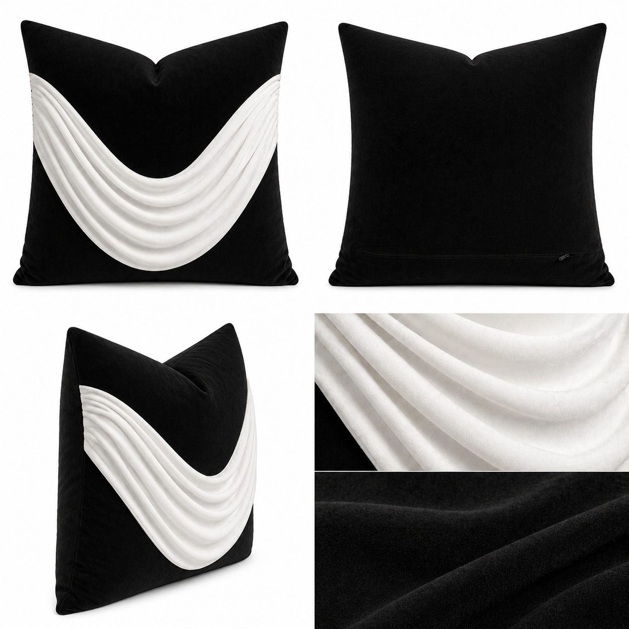 Noir V-Drape Luxe Pillow Cover