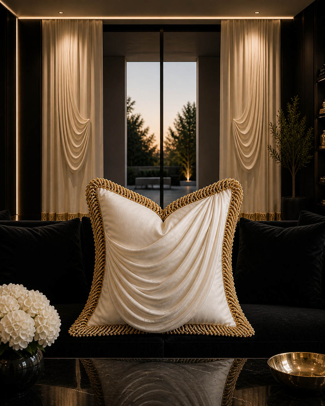 The Versailles Draped Silk Luxe Pillow Cover