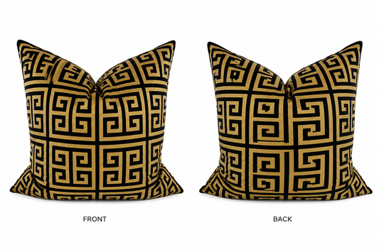 Monarch Noir Greek Key Luxury Pillow Cover