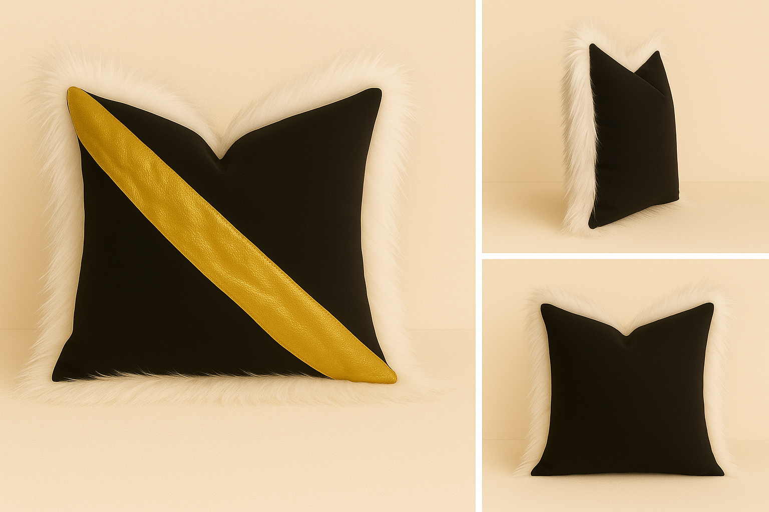 ✨ The Aurelia Luxe Pillow – Black & Gold Edition