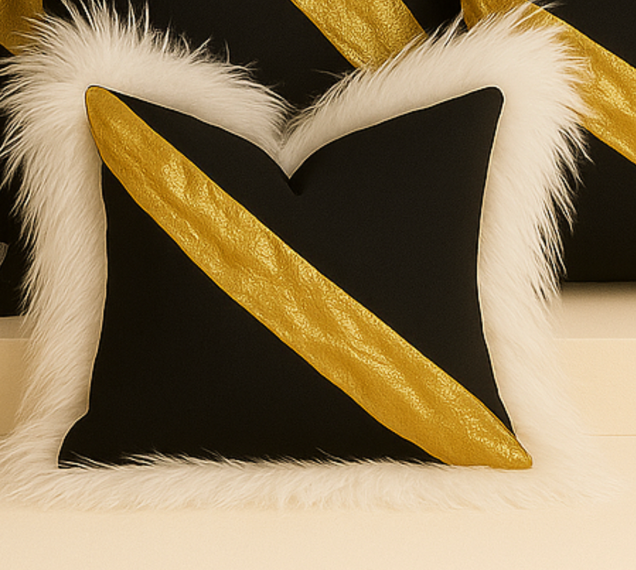 ✨ The Aurelia Luxe Pillow – Black & Gold Edition