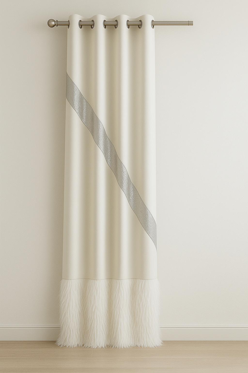 ✨ The Celeste Luxe Curtains – White & Silver Edition