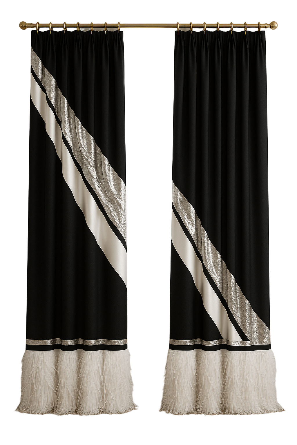 🖤 The Noir Luxe Curtains – Black, Silver & White Edition
