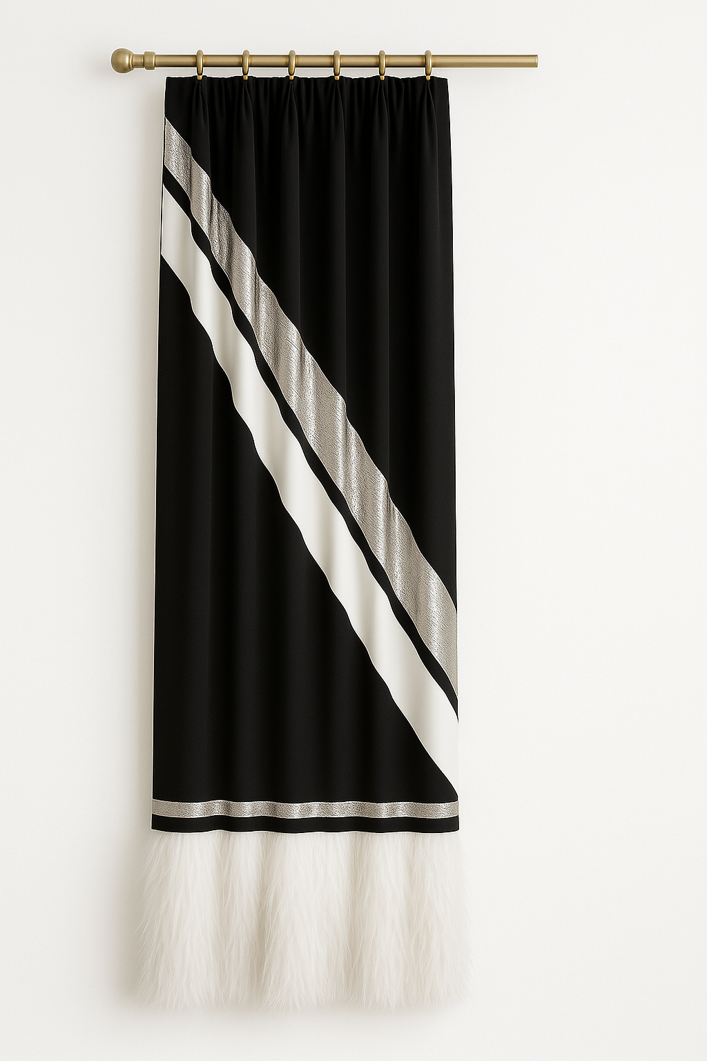 🖤 The Noir Luxe Curtains – Black, Silver & White Edition
