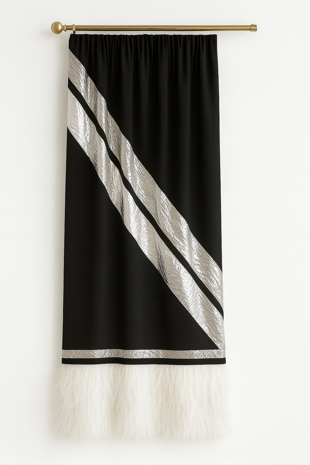🖤 The Noir Luxe Curtains – Black, Silver & White Edition