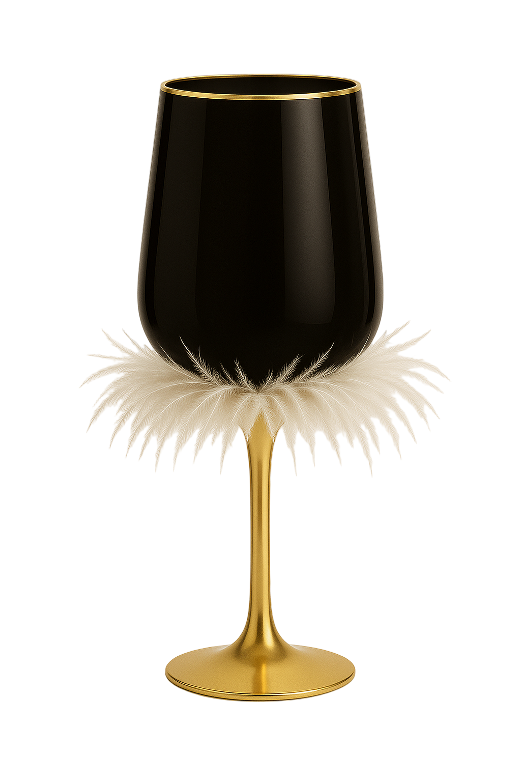 Luxe Ostrich Feather Gold Stem Glass