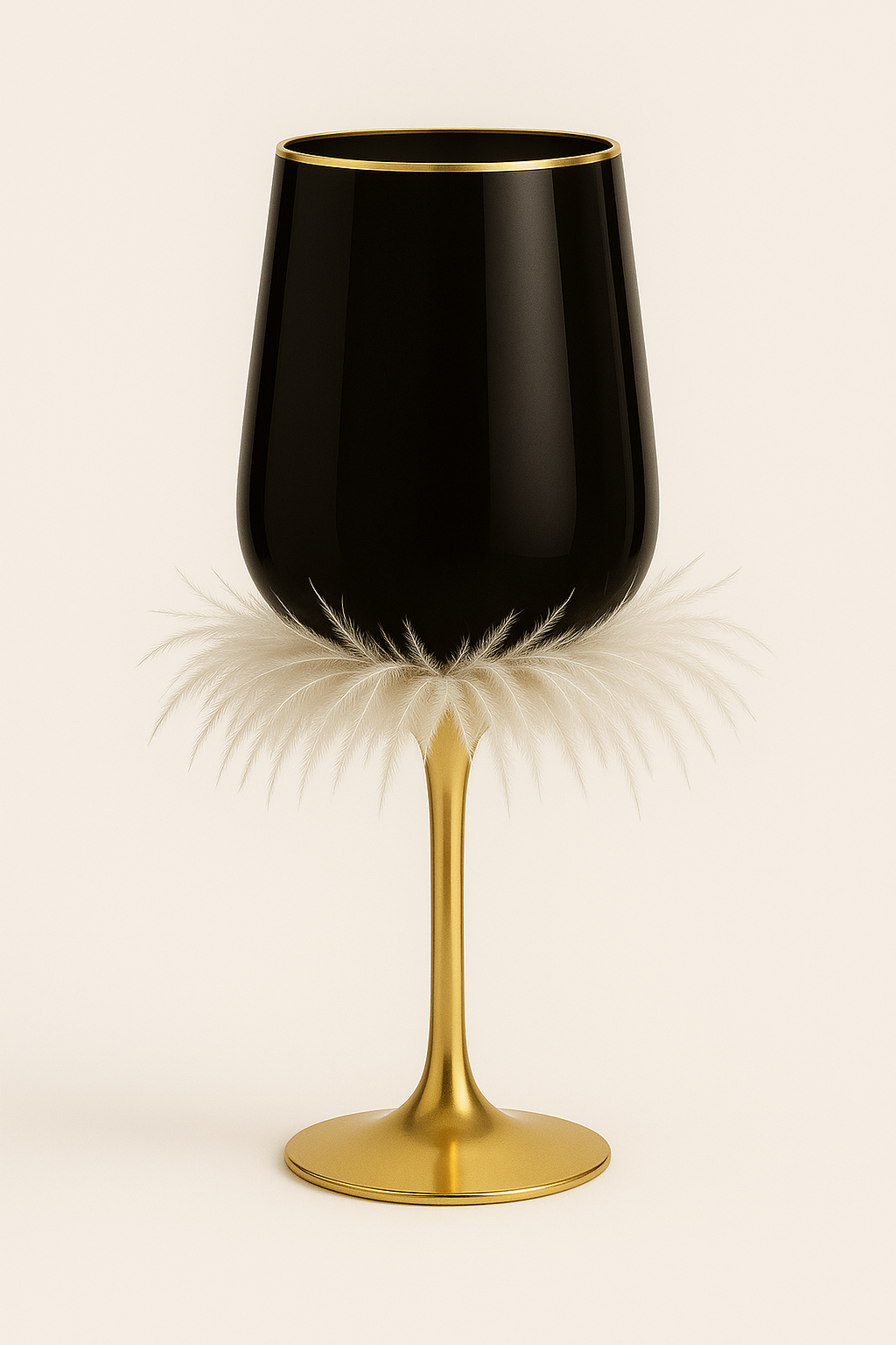 Luxe Ostrich Feather Gold Stem Glass
