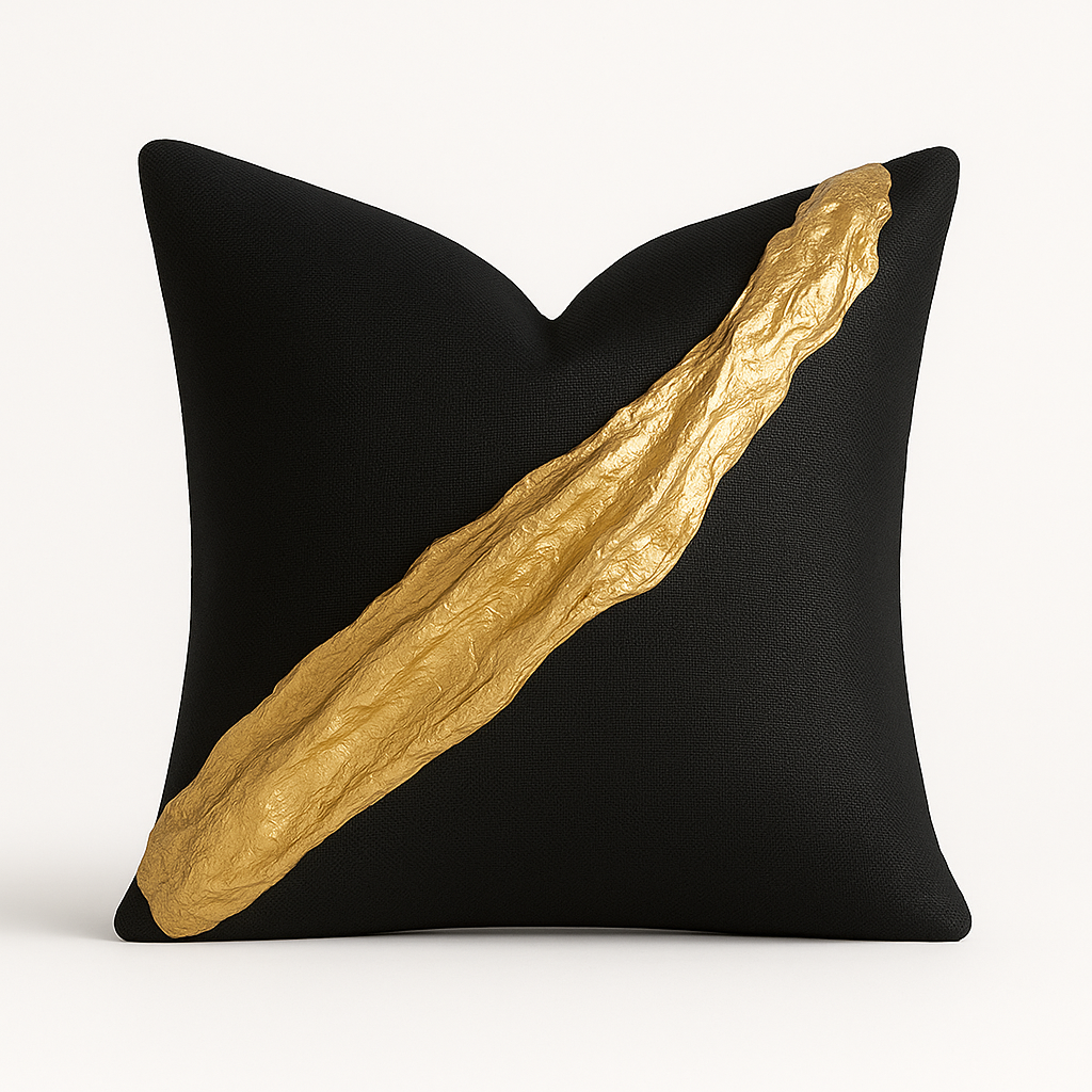 Midnight Luxe Black & Gold Accent Pillow