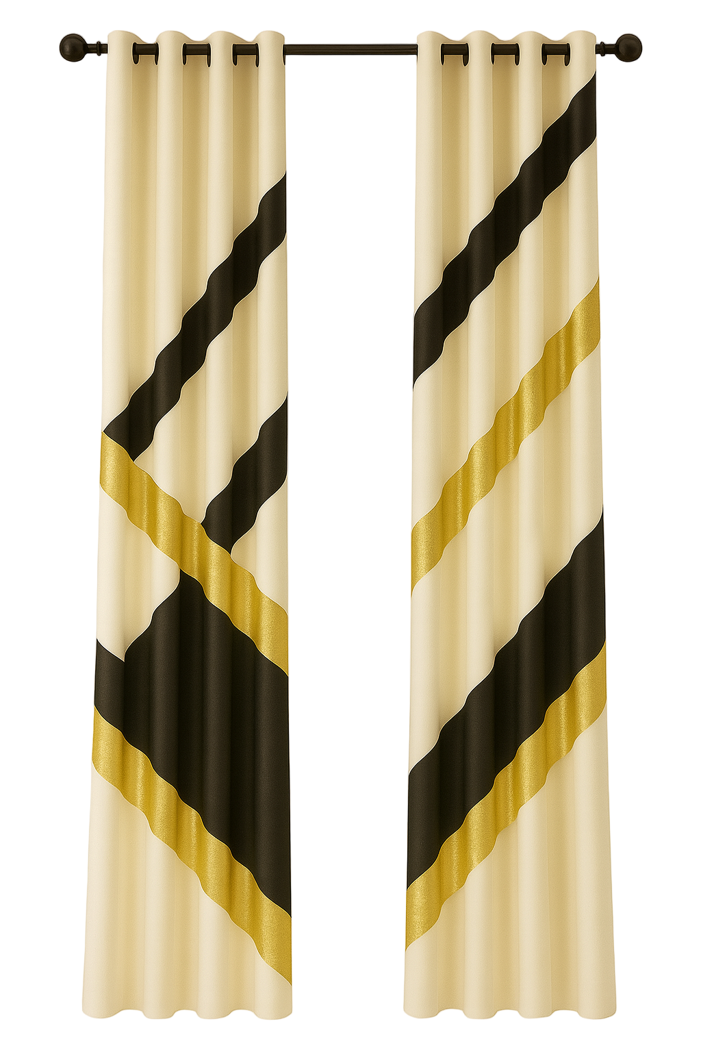 Opulent Noir & Gold Geometric Curtains