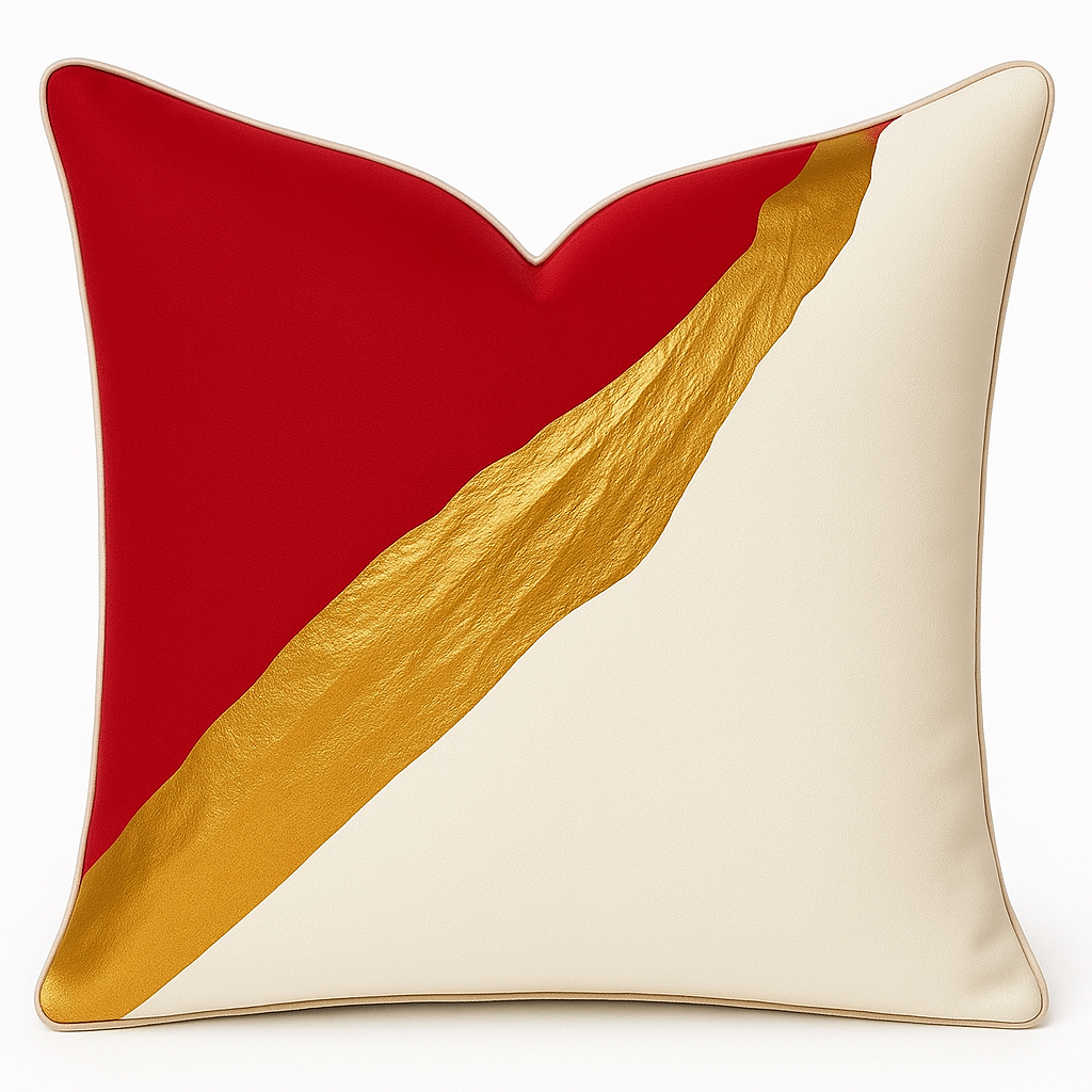 Crimson Luxe Pillow Cover Red, White & Gold Edition